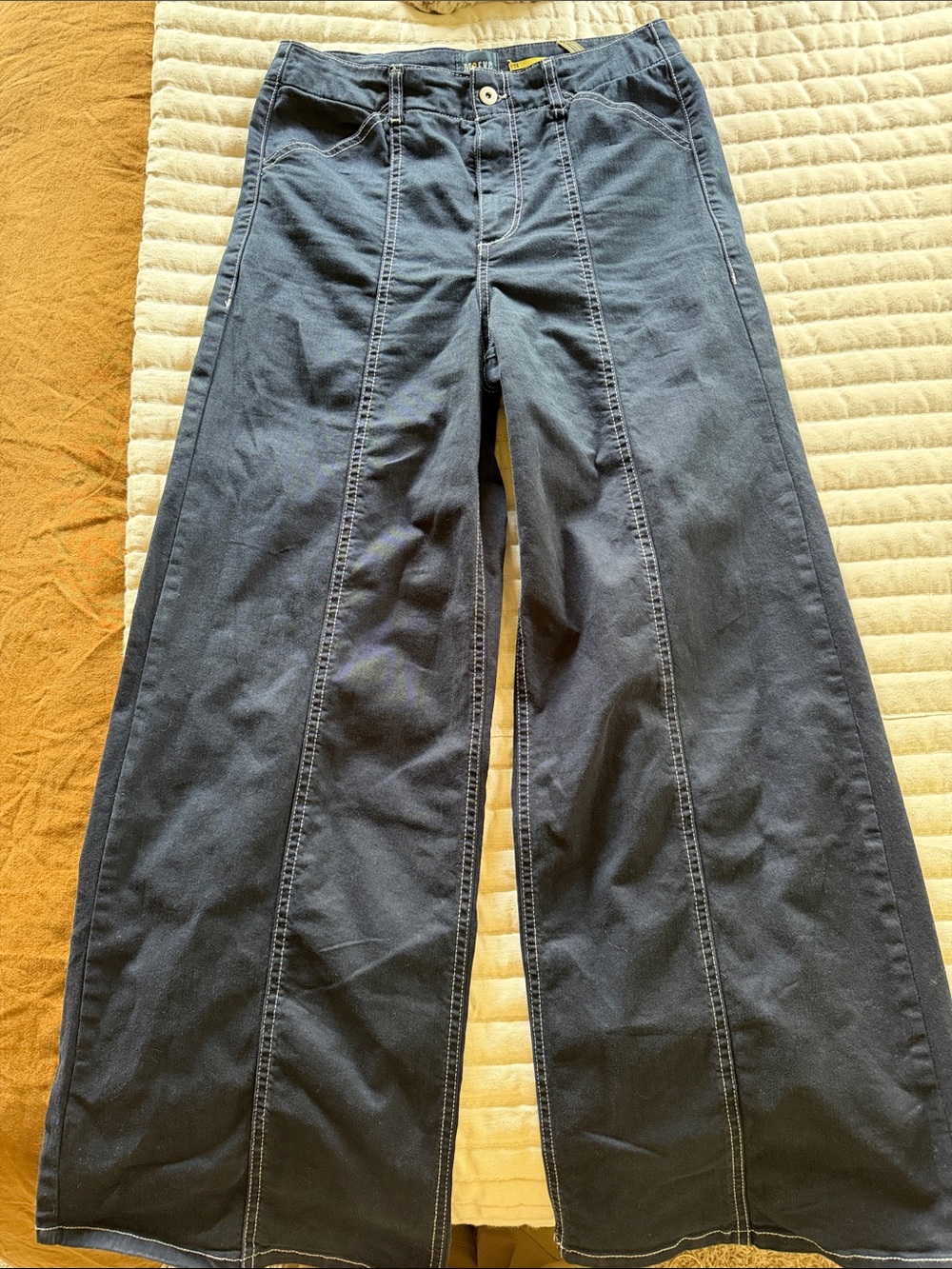 Maeve Black Wide-Leg Flare Jeans with Front Seams